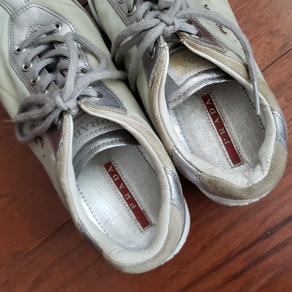 Prada Mint & Silver Sneakers - Picture 7 of 10